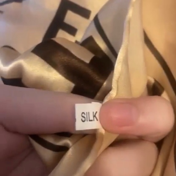 Gold Fendi Silk Scarf/Wrap, 100% Silk, Never Worn, 34x34 inches - Picture 2 of 3